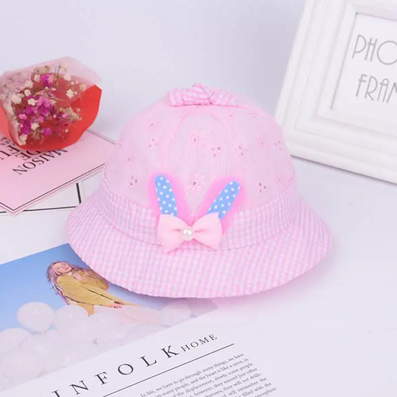 style 2 pink Милая Детская шляпа для новорожденных, шляпка для девочки с бантиком и бантиком, шляпа-ведро для маленьких принцесс, летние солнцезащитные шляпы кепки для девочек - Цвет: style 2 pink