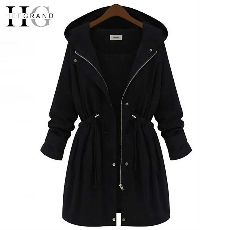 HEE GRAND/2018 для женщин верхняя одежда плащ с капюшоном Manteaux Femme Регулируемая талия
