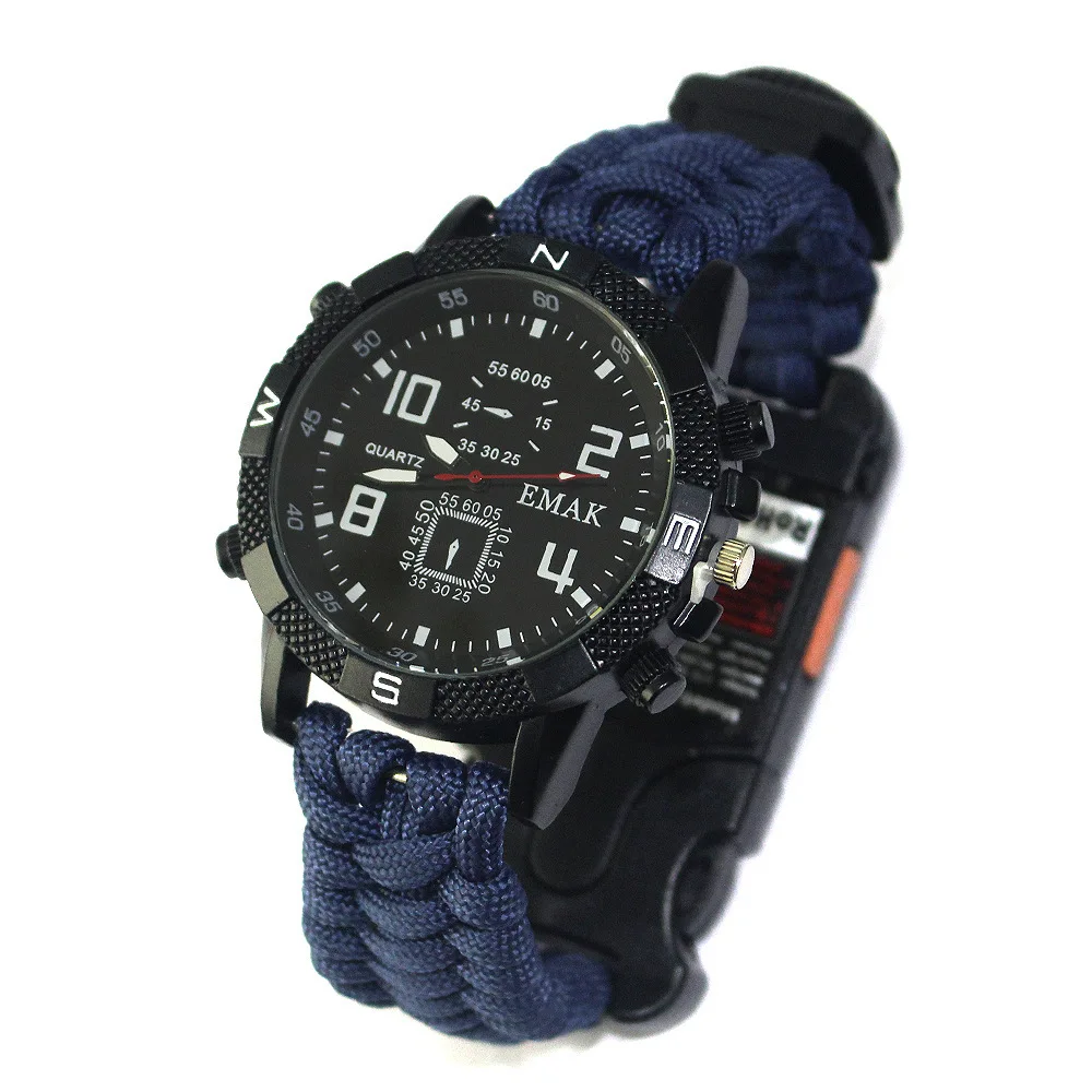 army blue Лагерь на открытом воздухе Fisrst набор помощи для альпинизма скалолазания путешествия мужской функции модные наручные часы выживания Аварийный - Цвет: army blue