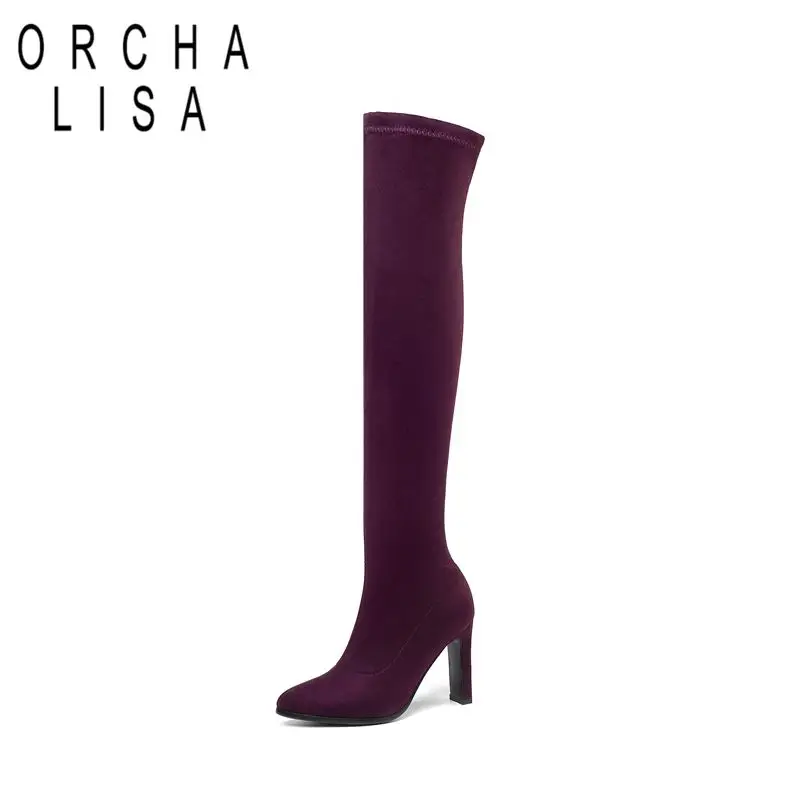 ORCHA LISA/женские растягивающиеся сапоги высотой до бедра на шнуровке тонком