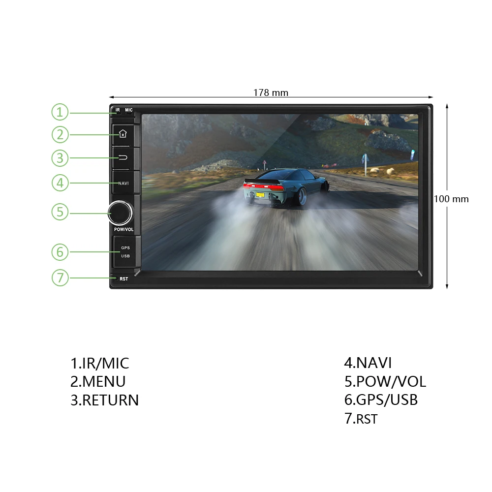 Podofo 2 Din Android 8 1 автомобильный мультимедийный плеер 7 ''сенсорный экран 2din GPS
