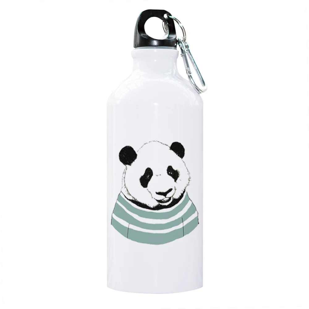 Pandas фото бутылка для воды с карабином для велоспорта, езды на велосипеде, кемпинга, охоты, кемпинга, рыбалки, спорта на открытом воздухе