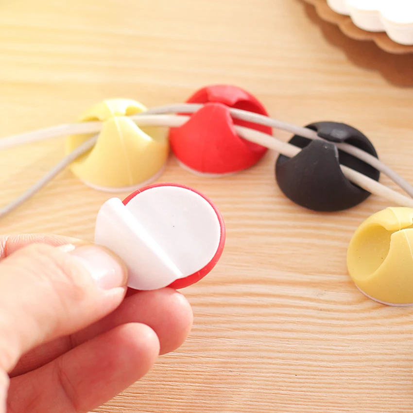 6pcs/lot Self-adhesive Desktop Wire Organizer Clip Cable Storage Winder Earphone USB Plug Drop Line Fixer Management Buckle |