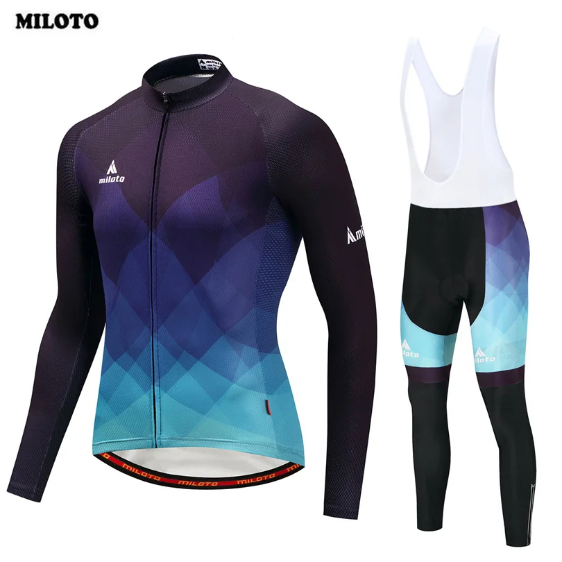 MILOTO Pro длинный рукав мужские комплекты для велоспорта дышащий 3D коврик