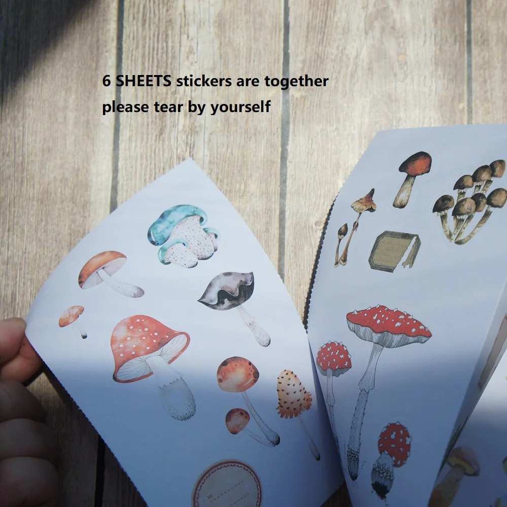 6 листов грибной сад Ретро дизайн Васи бумажная наклейка как Скрапбукинг Сделай