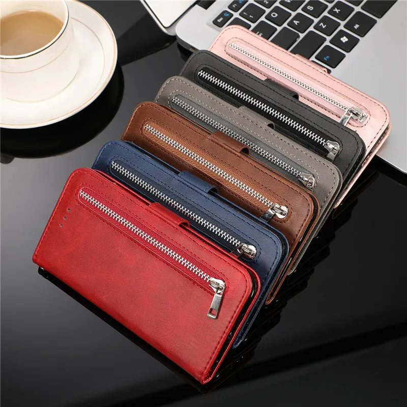 Leather Wallet Case For Samsung Galaxy A52 A72 S22 S21 A73 A53 A13 A32 A22 A12 A71 A51 J5 J6 Plus Zipper Flip Card Phone Cover images - 6
