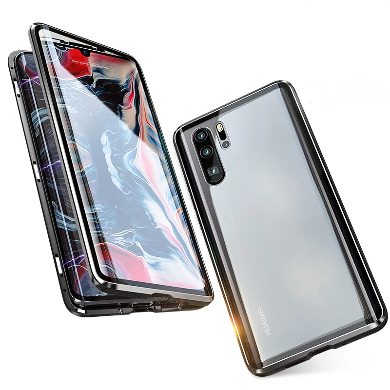 

Luxury Magnetic Case For Huawei P30 Pro Case 360 Full Protective Transparent Tempered Glass Back Cover for Huawei P30Pro Case