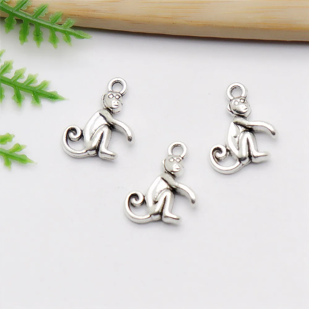 Оптовая продажа 83 шт. (15*13 мм) антикварные посеребренные Подвески обезьянки