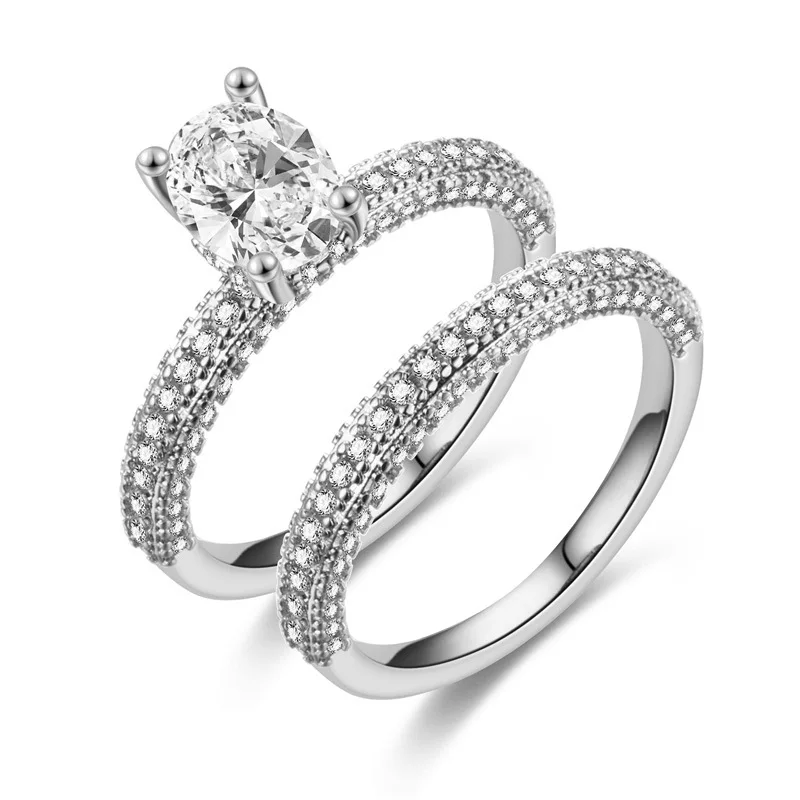 Silver oval Трансформаторного двигателя Mn-ZN Свадебные Обручение кольца для Для женщин розового бело-золотые золото Для женщин модные фианит AAAA кольцо дропшиппинг - Цвет основного камня: Silver oval