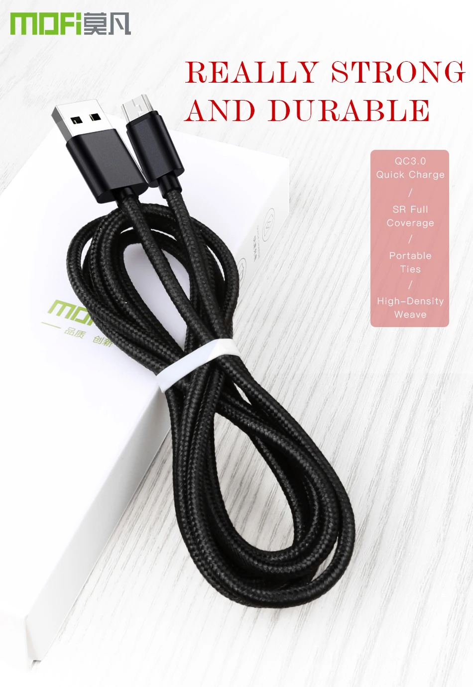 Mofi Micro USB кабель Android для мобильного телефона, быстрое зарядное устройство, кабель для передачи данных, нейлон для Xiaomi huawei samsung, кабель для передачи данных Microusb