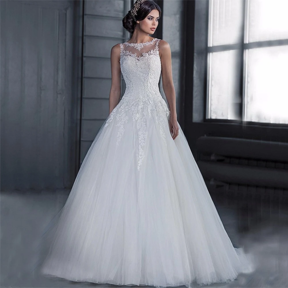 Fansmile Vestido De Noiva винтажное кружевное бальное свадебное платье с длинным рукавом свадебное Тюлевое свадебное платье с шлейфом FSM-642T