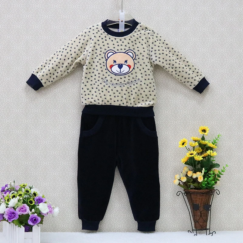 Little Q Velour Sports Children's Clothes set Baby Causal Long Sleeve Blouse+Long Pants 2pcs/set Clothing sets Kids Sleepwear | Детская