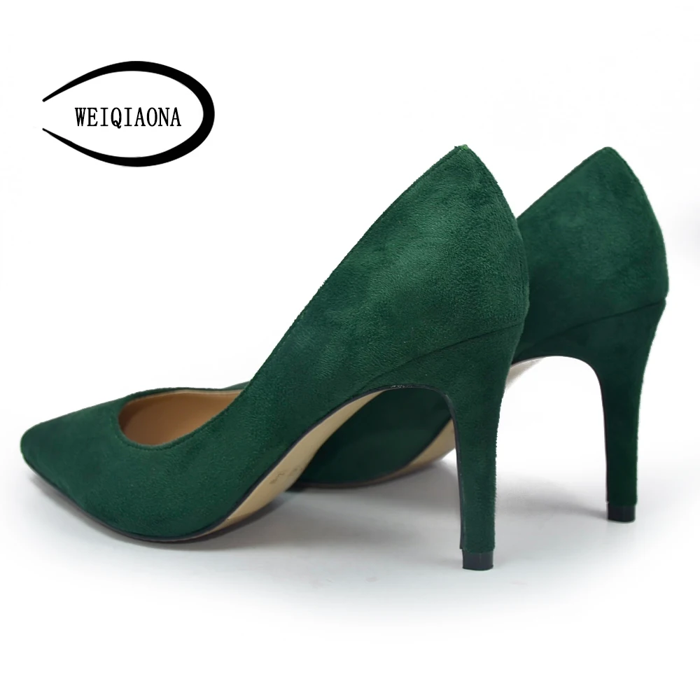 

WEIQIAONA fine high heels suede Basic Women's singles shoes Fashion women pumps Dress shoes work shoes