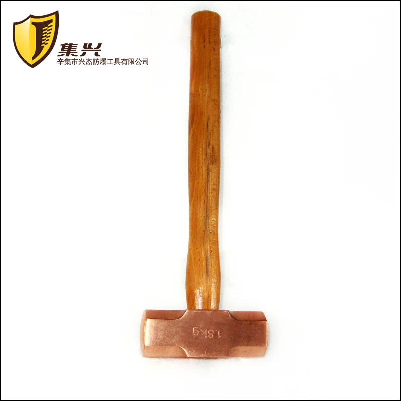 1.8kg/4 lb, Red Copper  octagonal hammer with wooden handle , Red Copper Sledge Hammer, Explosion-proof hammer