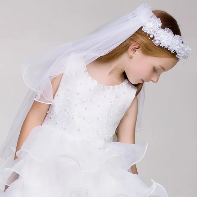 Фата для первого причастия девочек изящная Свадебная аксессуар волос головной