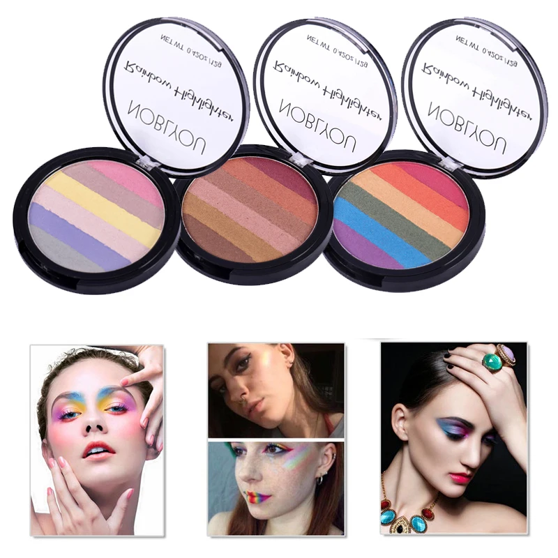 NOBLYOU 6 Colors Rainbow Eyeshadow Palette Matte Diamond Glitter Matallic Eye Shadow in One Makeup Set for Beauty |