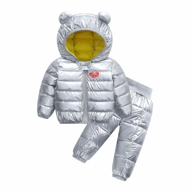 Down-Cotton Baby Children's Clothes Sets Winter Girls and Boys Hooded Jackets Coat-Pant Overalls Suit for Warm Kids Clothing | Детская