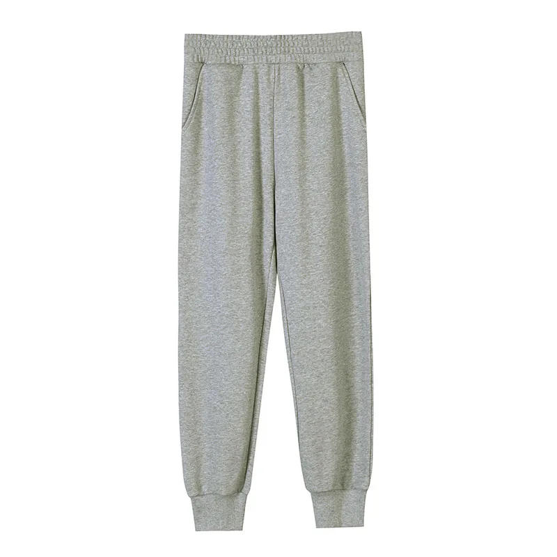 ELFSACK, новинка, Хлопковые женские штаны, повседневные, вязаные, длинные, женские брюки, средней длины, одноцветные, женские штаны-шаровары - Цвет: Серебристый