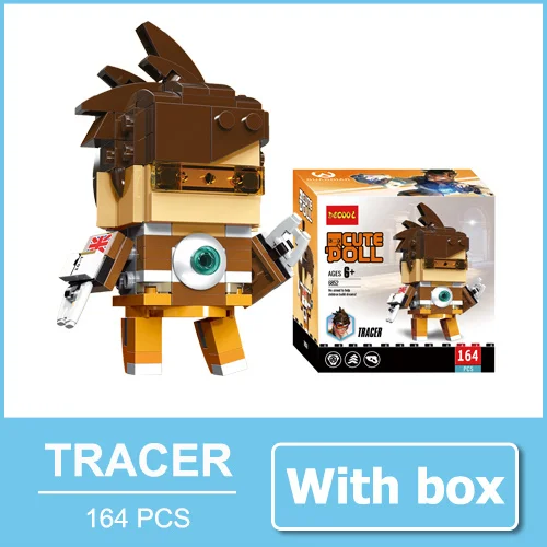 TRACER with box За просмотром Tracer Hanzo Mccree Dva игрушки экшн-фигурки блочные фигурки игра персонажи фигурки игрушка подарок для мальчика Мужчины - Цвет: TRACER with box