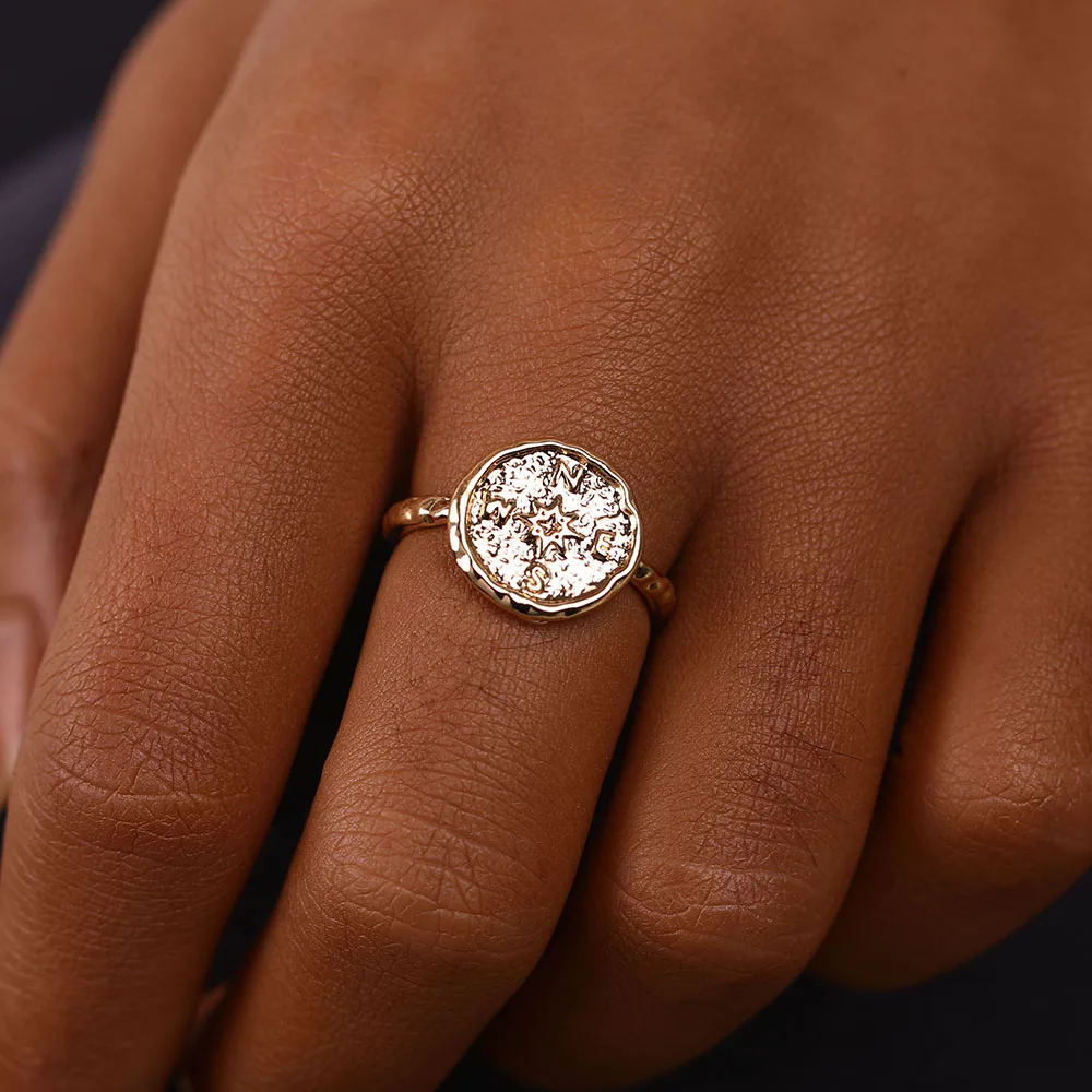 Женское кольцо с компасом Boho золотистое лучшие винтажные кольца для подруг