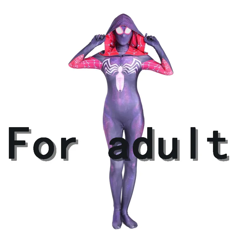 For adult Человек-паук: в стихах паука; Гвен Стейси; маскарадный костюм; Веном; костюм паука; Маска человека; зентай; Детский костюм для женщин - Цвет: For adult