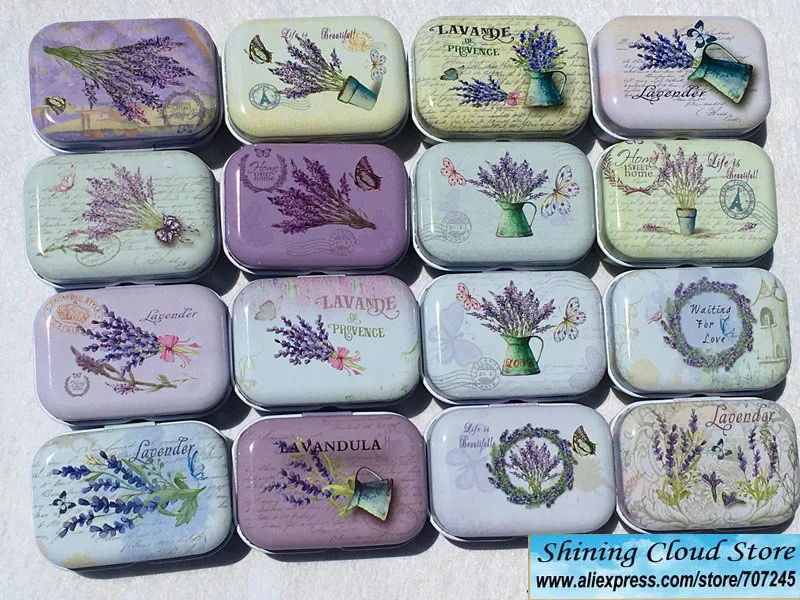 32 шт./лот мини Чехол в стиле лаванды Железный жестяной чехол/банка/милый