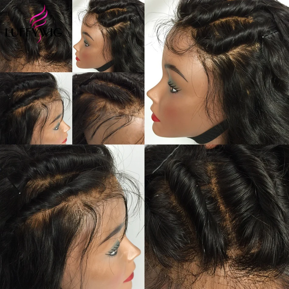 LUFFYHAIR 5*4 5 шелковая основа парики из натуральных волнистых волос полностью