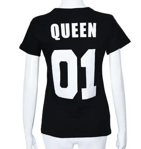 BKLD New 100% Cotton Matching T shirt King 07 Queen Prince Princess Letter Print Shirts Casual Men/Women Lovers Tops Newborn | Женская