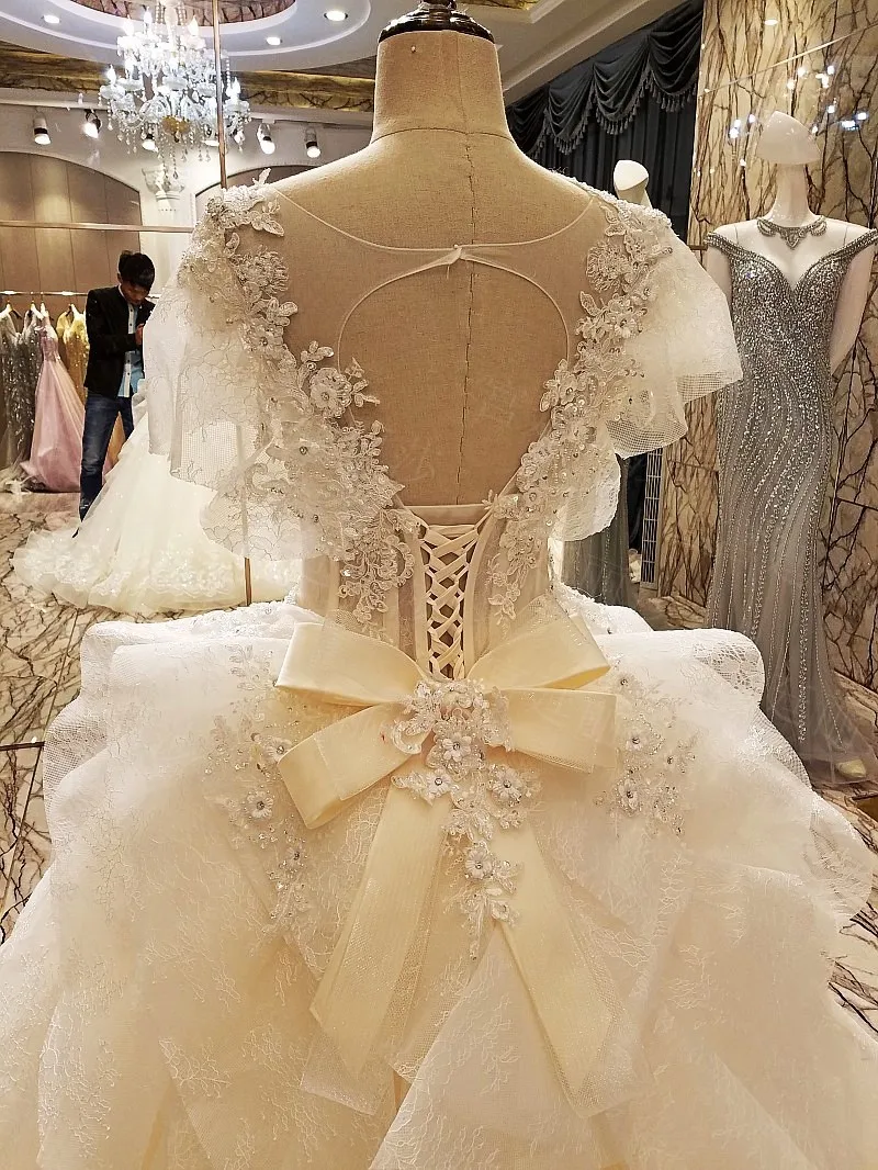 Vestidos De Novia 2017 Vintage Long Train Wedding Dress Ivory Tulle Applique Beading Lace Bridal Gown Real Photo | Свадьбы и