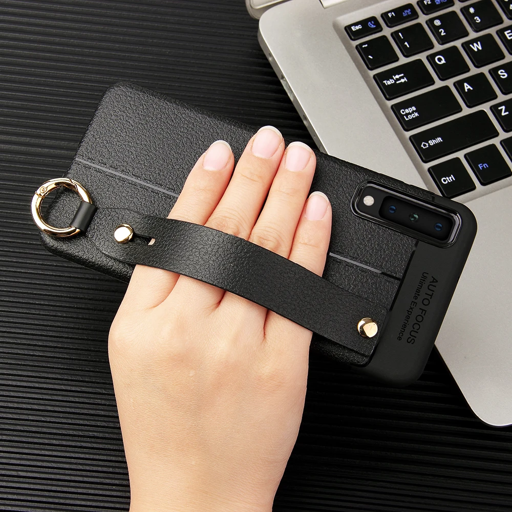 For Samsung Galaxy A7 2018 Case Soft Silicone Litchi Grain With Wrist Strap Matte Protect Back Cover for samsung a7 A750 |