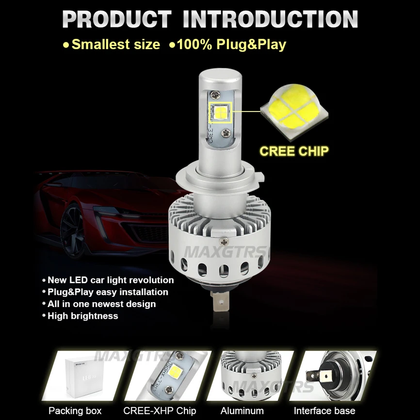 Phares de voiture avec puce CREE XHP50, 2 pièces, H4 H7 H8/H11 HB3/9005 HB4/9006 8000lm, ampoule avant Automobile, éclairage 6000K