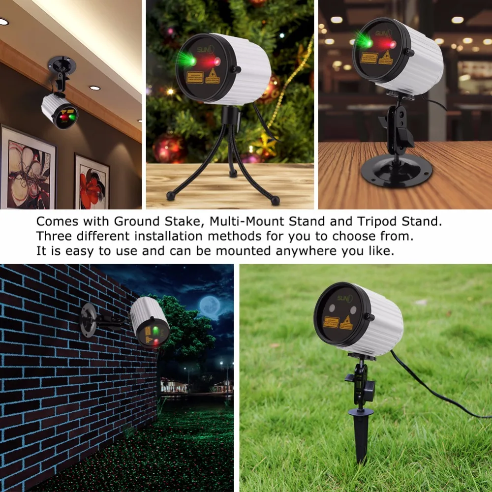 Солнечный наружный лазерный проектор с неподвижными узорами, водонепроницаемый, красного и зеленого цвета, световые точки звезд Xmas Landscape Yard Garden New Year Home.