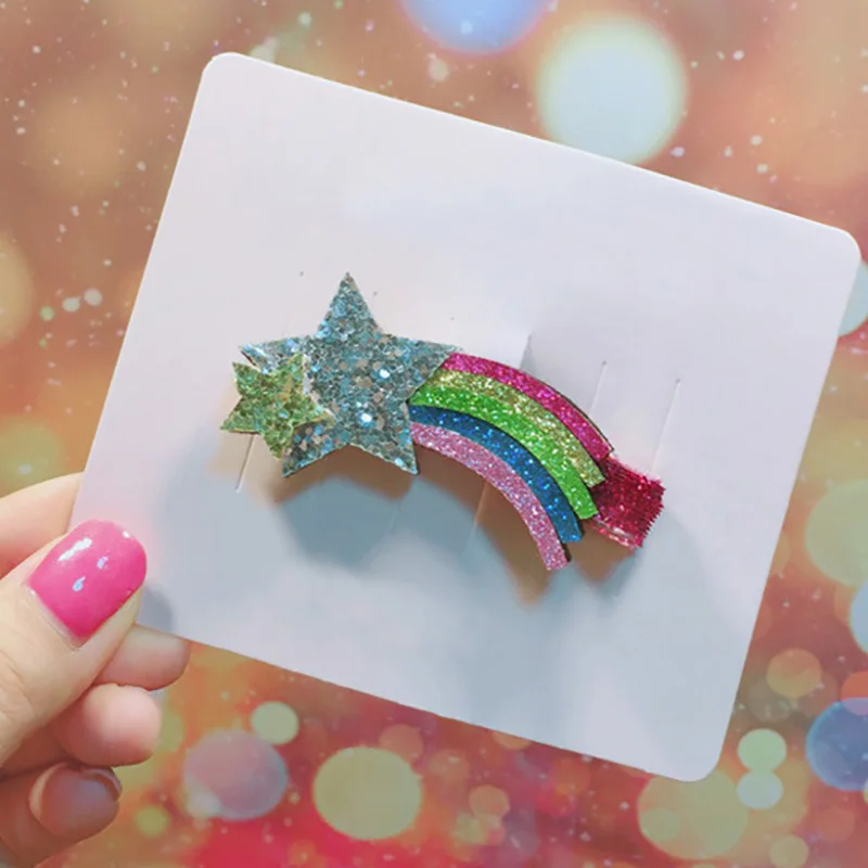 1pcs 01 Блестящие Детские Луки, заколки для волос, блестящие единороги, радужная Корона, детские заколки для девочек, заколки для волос - Цвет: 1pcs 01