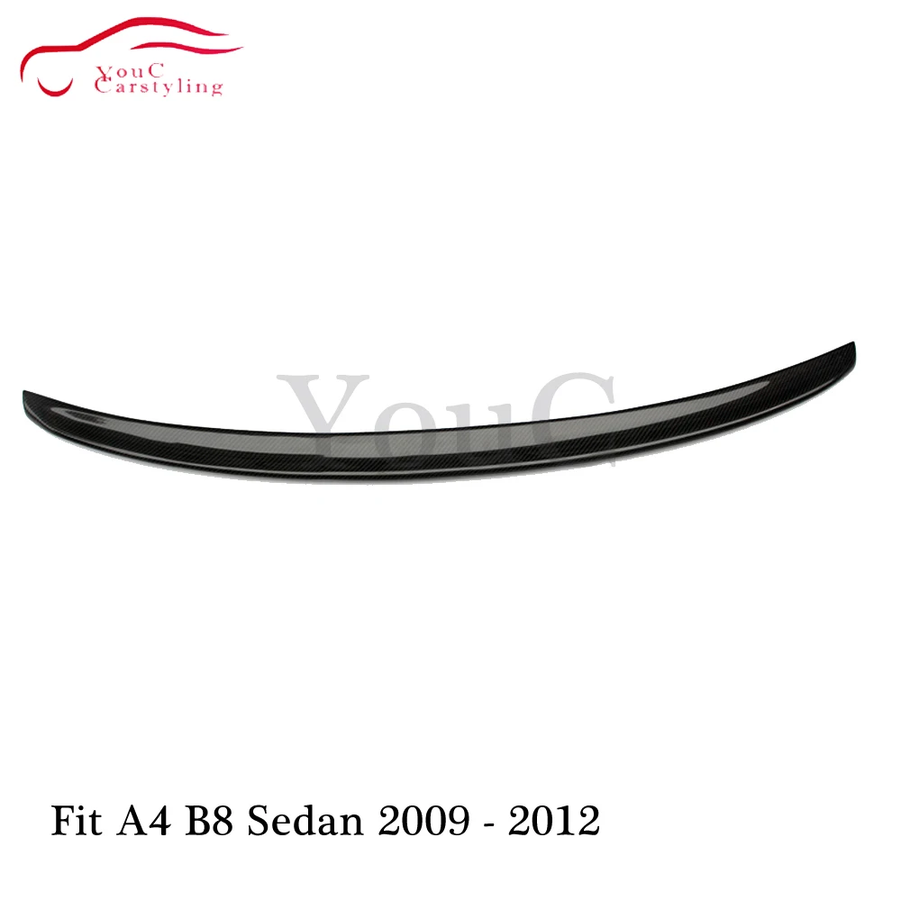 S4 Style Carbon Fiber Rear Spoiler Wing Trunk Boot Lip Splitter for Audi A4 B8 4-door sedan 2009 2010 2011 2012 | Автомобили и