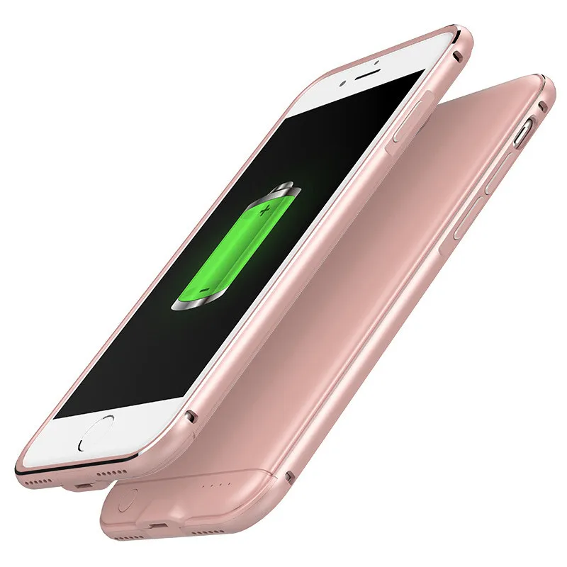 rose gold Чехол для аккумулятора с металлической рамкой для Iphone 7 Plus, чехол для зарядного устройства, чехол для смартфона, внешний аккумулятор для Iphone 7 Plus, чехол для аккумулятора - Цвет: rose gold