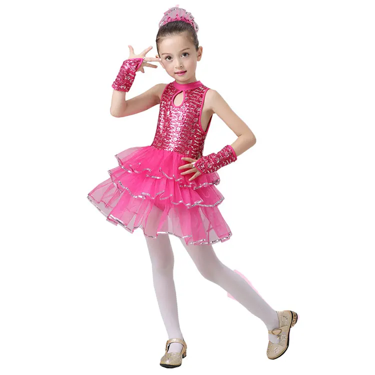 Балетное платье для девочек Танцы Костюмы Дети Джаз костюмы блестки трико танцев