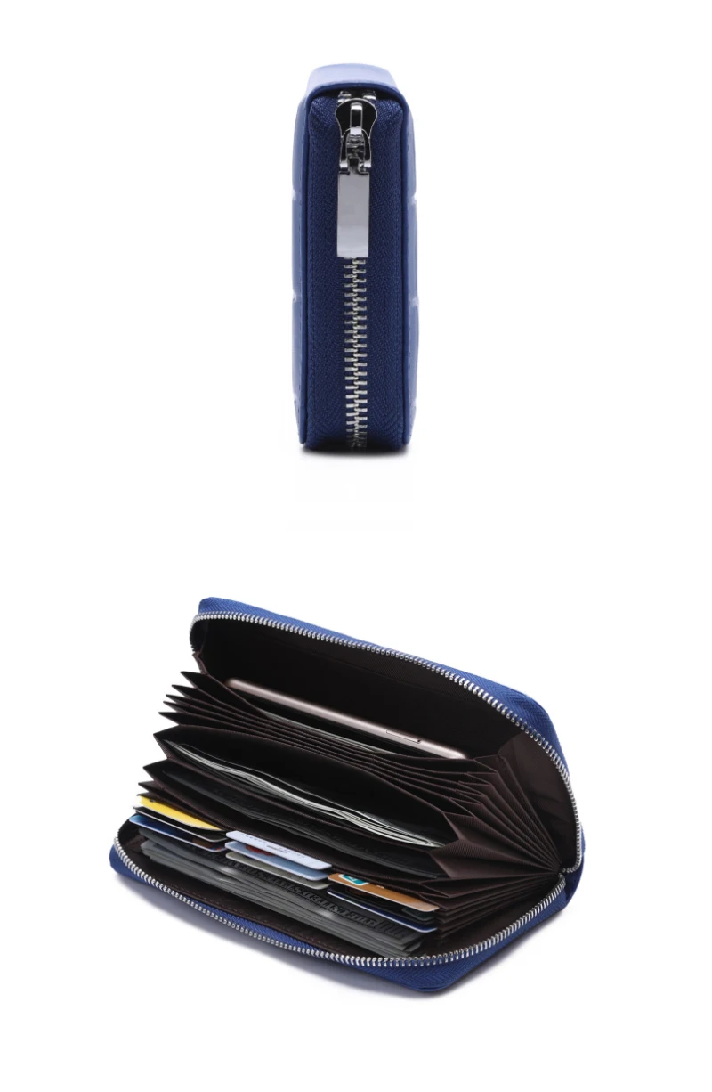 Женский кошелек Rfid из натуральной кожи, длинный клатч, держатель для карт, карамельный цвет, карман для денег, кошелек на молнии, женские сумки