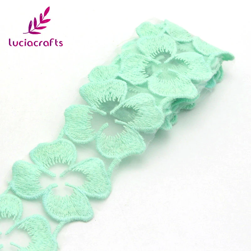 

Lucia crafts 5cm 1 yard/lot Embroidered Flower Lace Ribbons Headdress Garment Applique Accessories N0819