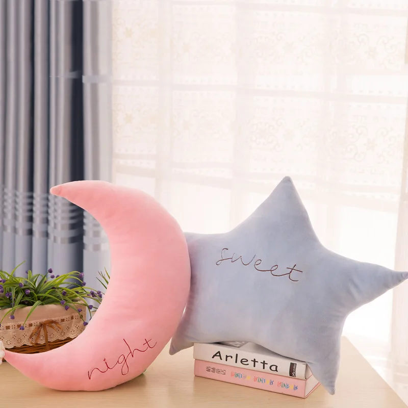 Симпатичная мягкая плюшевая кукла со звездами и луной детская подушка для сна