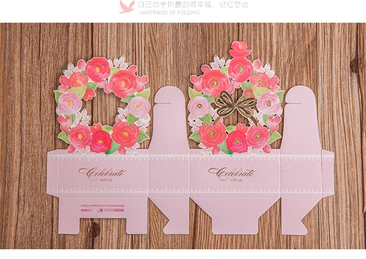 

Romantic Flower Wedding Accessories Events Party Supplies Pink Favors Elegant Luxury Decoration Laser Guest Paper Gift Candy Box