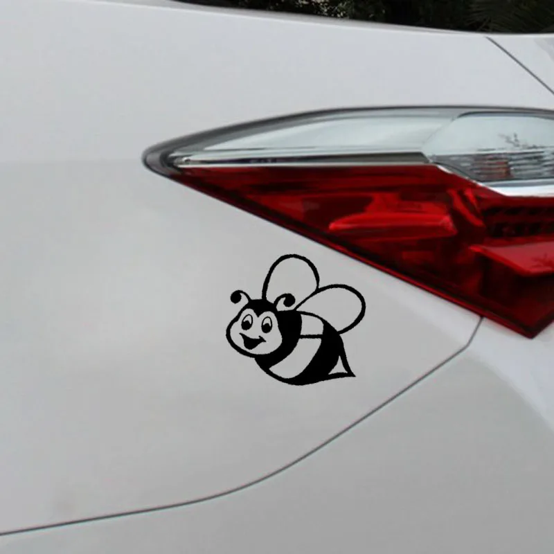 

YJZT 15CM*12CM Funny Smiling Bee Vinyl Car Sticker Graphic Decal Black/Silver C19-0021