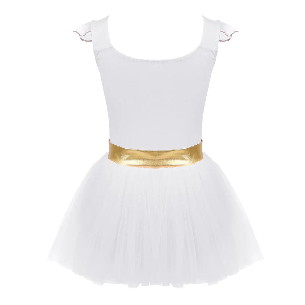 Toddler Little Mesh Flying Sleeves Ballet Dress Costume Leotards for Girls Gold Waist Dance Gymnastics Leotard Tutu | Детская одежда и