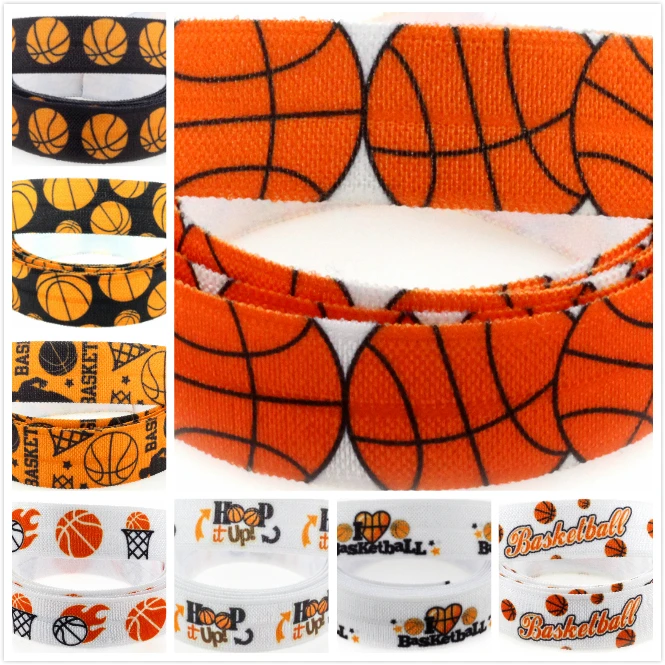 5/8 &quot16 мм баскетбольная серия&quot Hoop it Up &quotСпортивная одежда с принтом Fold Over Elastic