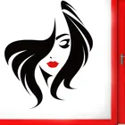 Виниловая наклейка на стену, стекло, дверь, окно, для парикмахерской, женское лицо с красной губой, наклейка на стену, фрески для рукоделия SL03