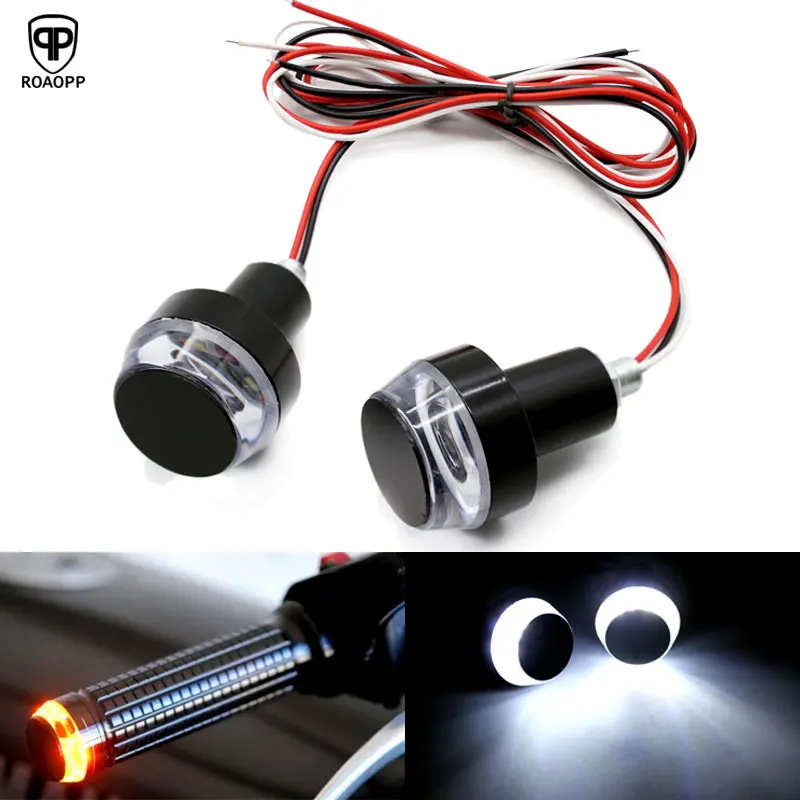 ROAOPP 2 шт. алюминиевый Янтарный светодиодный индикатор на рукоятке мотоцикла