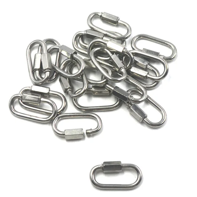 

30Pcs Multifunctional 304 Stainless Steel Carabiner Quick Oval Screwlock Link Lock Ring Hook M3.5