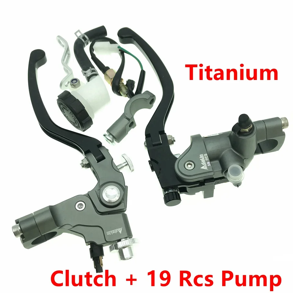 Titanium 19 Rcs CNC 1 пара Универсальный 7/" 22 мм Adelin PX-7 левый кабель сцепления и 17,5/19 Rcs правый Гидравлический Главный цилиндр - Цвет: Titanium 19 Rcs