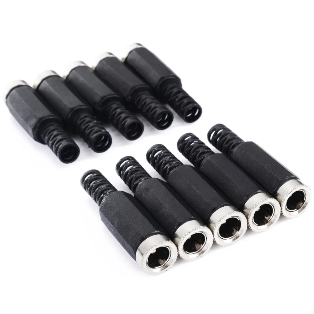10pcs 2.1mmx5.5mm DC Power Male / Female Plugs Jack Socket Adapter Connector For Supply|female dc power connector|male connectordc male female