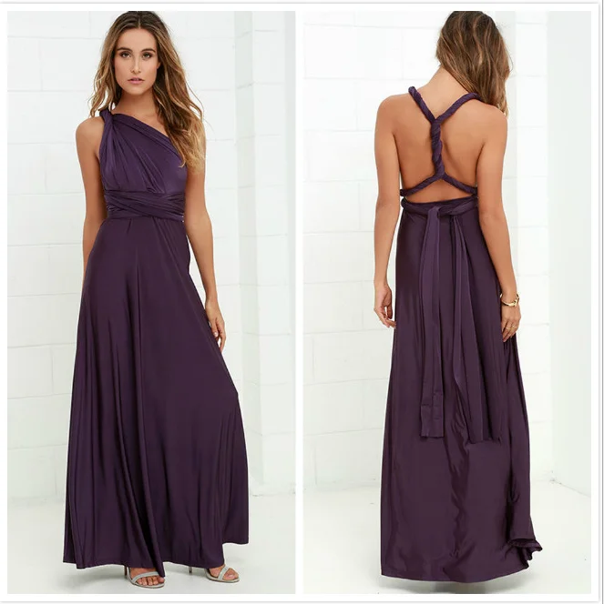 Dark purple Sexy dress Multiway Wrap Convertible Boho Maxi Club Red Dress Bandage Long Dress Party Bridesmaids Infinity Robe Longue Femme - Цвет: Dark purple