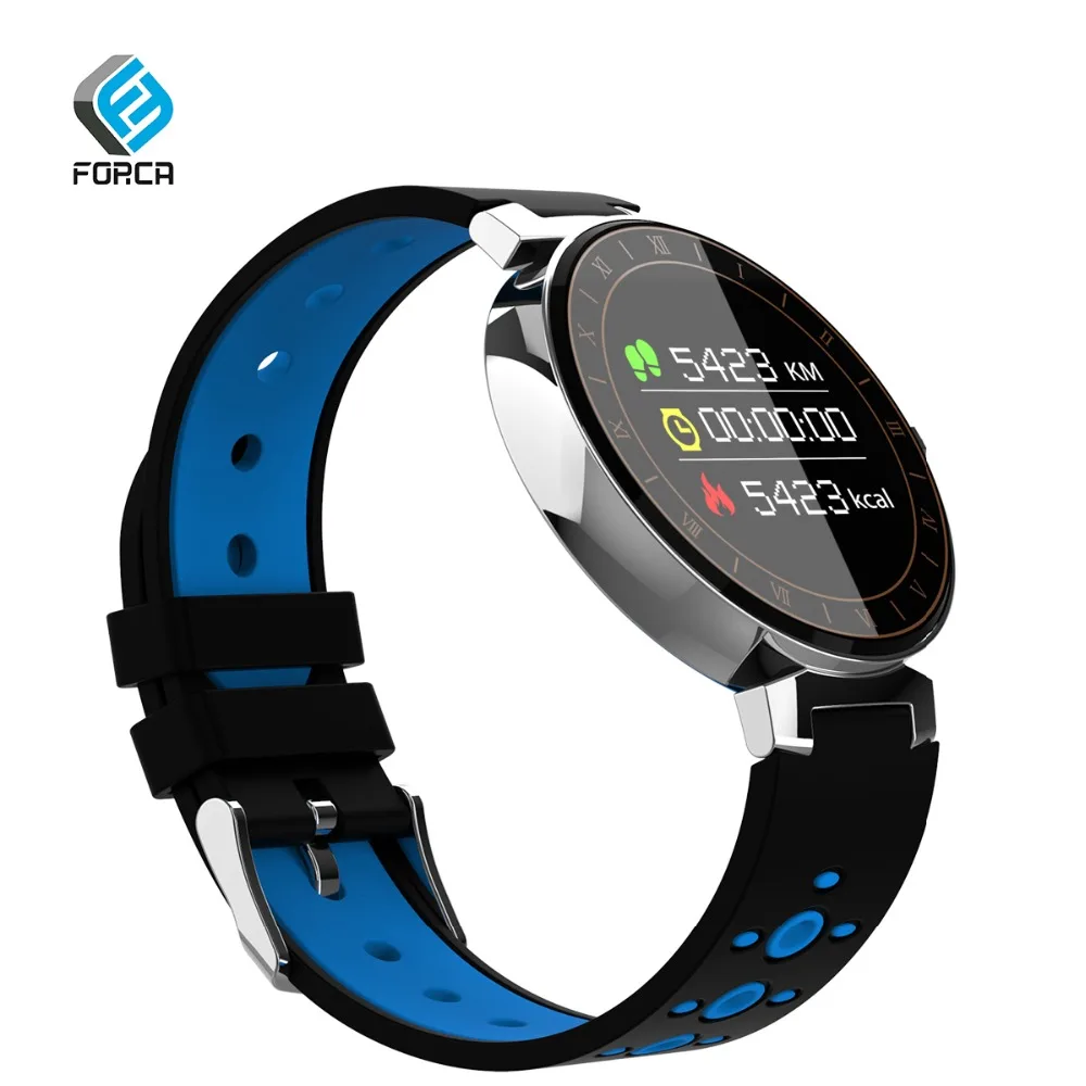 FORCA L8 голубой цвет Экран умный Браслет фитнес трекер сердечного ритма Будильник